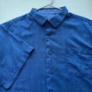 Nat Nast Silk Shirt Button Up Men 2xl Luxury Orignals Cobalt Geometric Collared